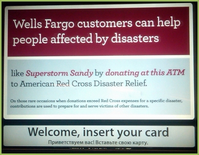 ATM Giving to Hurricane Sandy