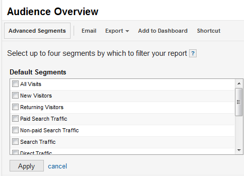 Google Analytics Advanced segments 2